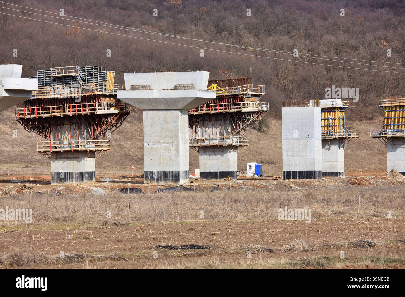 Chantier de construction routière, près de Luna de Sus village, Roumanie Banque D'Images