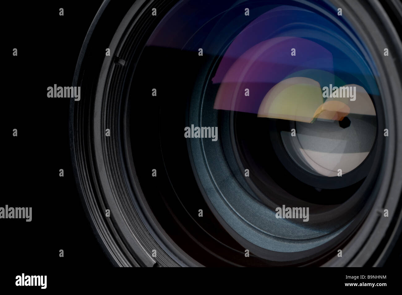 Un gros plan horizontal d'un objectif de l'appareil photographique Banque D'Images