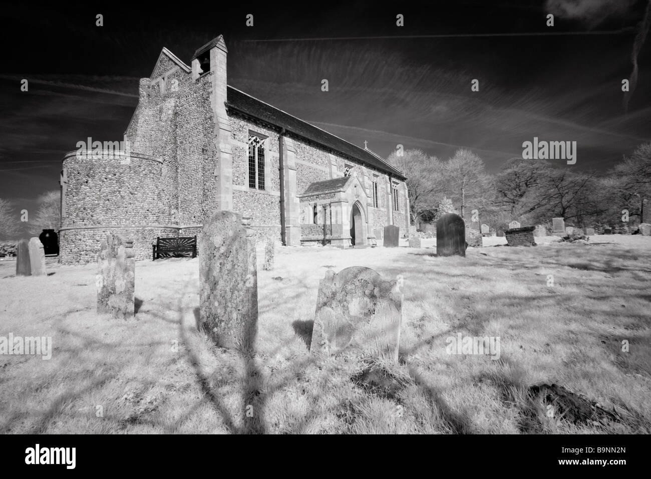 Dilham église avec des jonquilles à propos de North Walsham bloom'' Norfolk, UK Banque D'Images