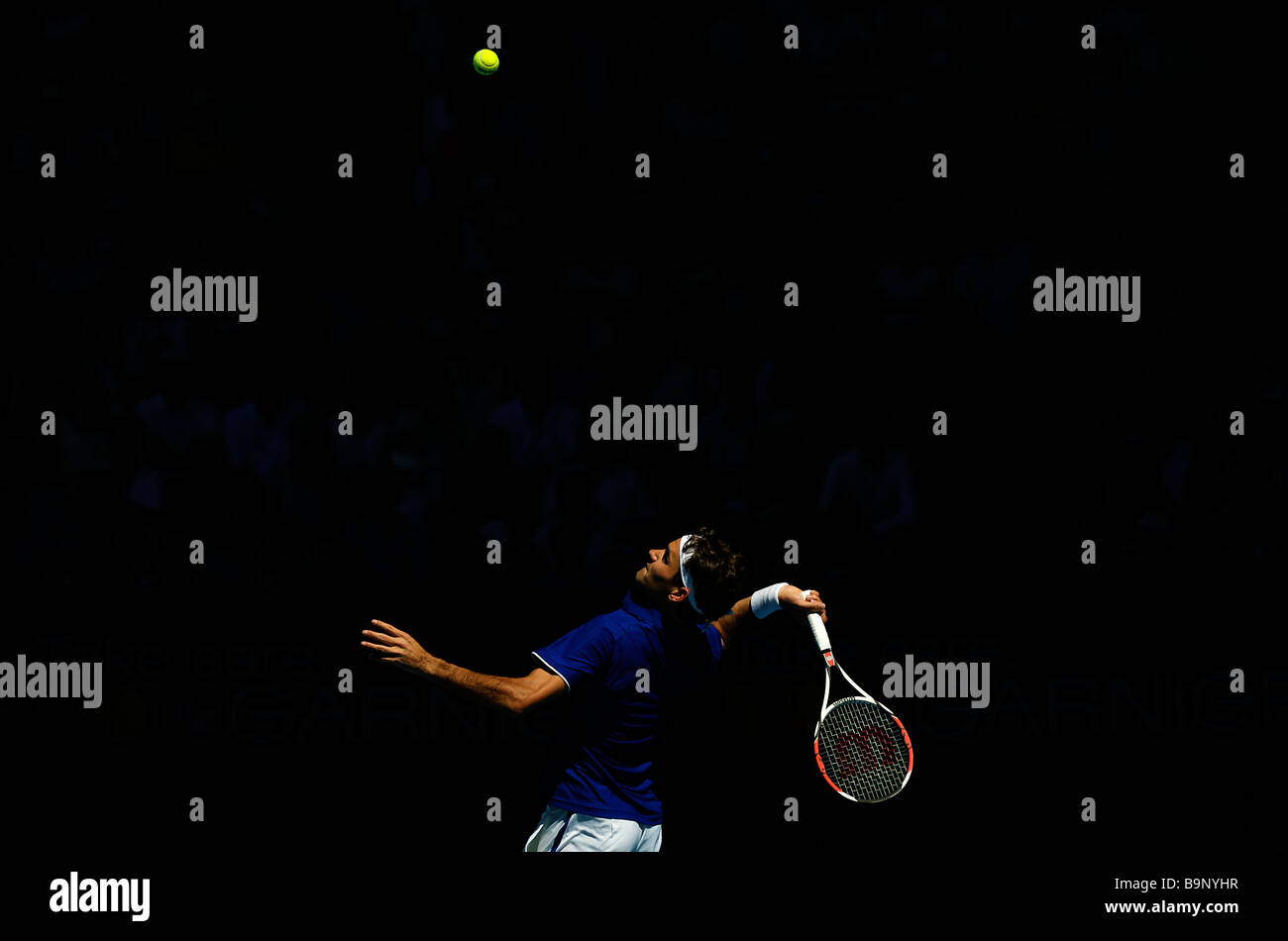 Roger Federer, légende suisse du tennis, lors de l'Open d'Australie Tennis Grand Chelem 2009 à Melbourne Banque D'Images