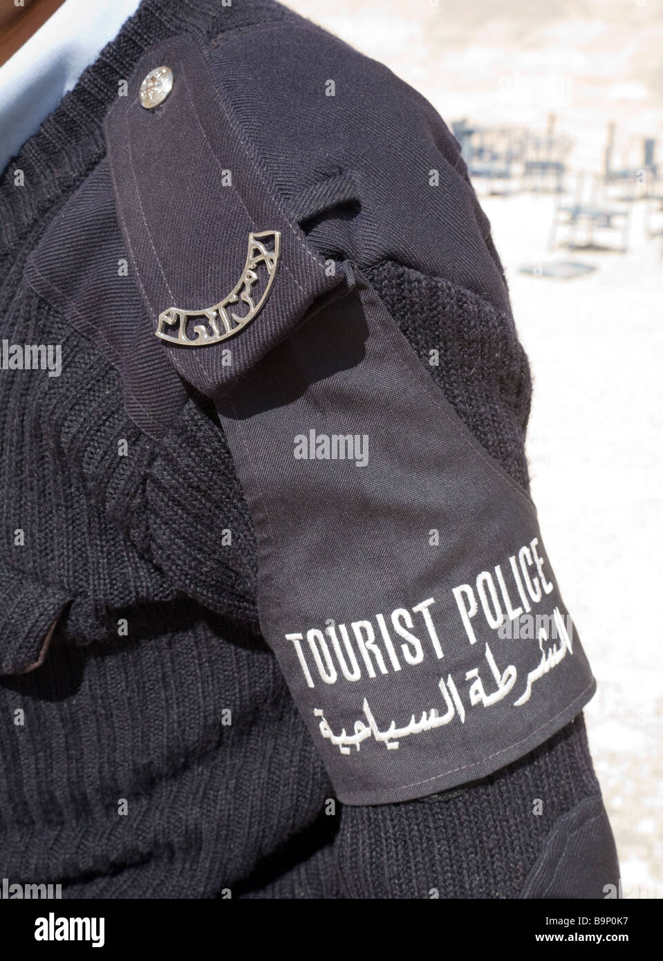 Le brassard d'un touristiques policier, Jordanie Banque D'Images