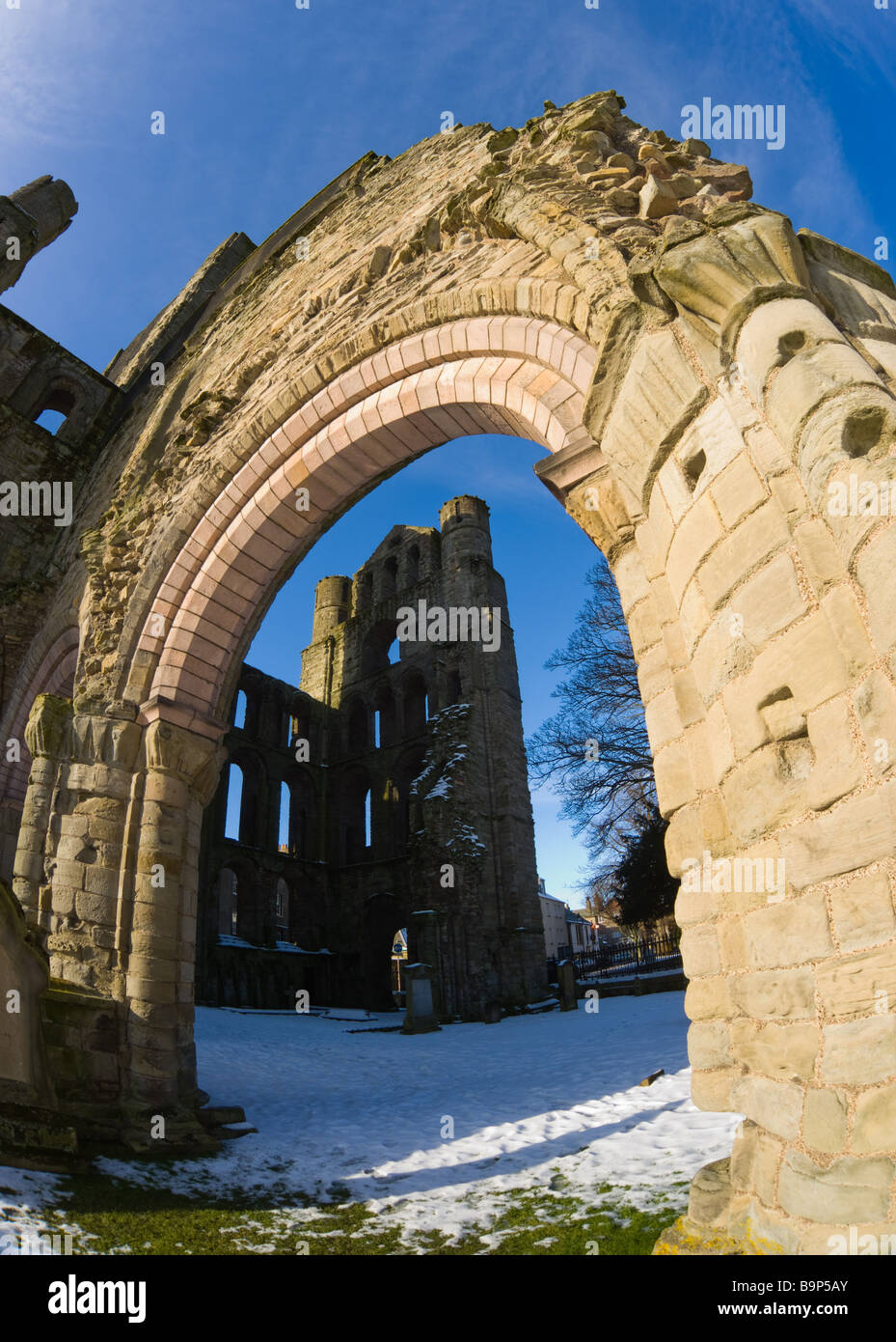 Abbaye de Kelso en hiver Banque D'Images