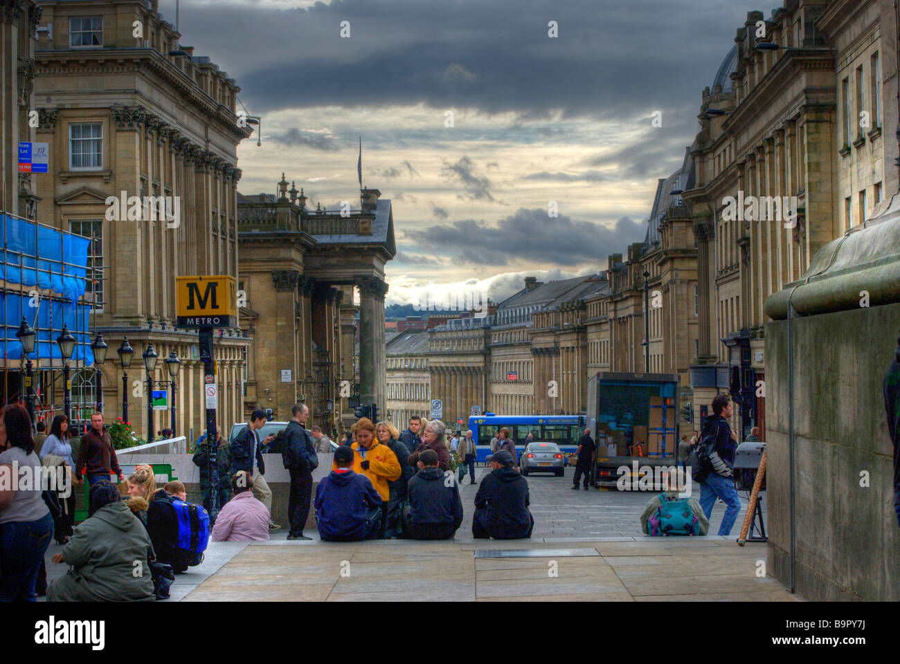 Grey Street, Newcastle City Life Banque D'Images