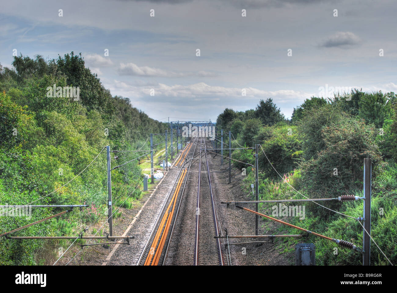 Les lignes de chemin de fer à Ranskill Banque D'Images