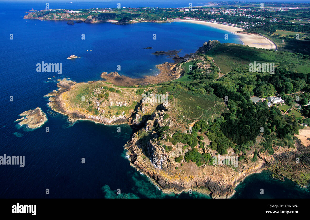 Royaume-uni, Iles Anglo-Normandes, Jersey, St-Brelade (vue aérienne) Banque D'Images