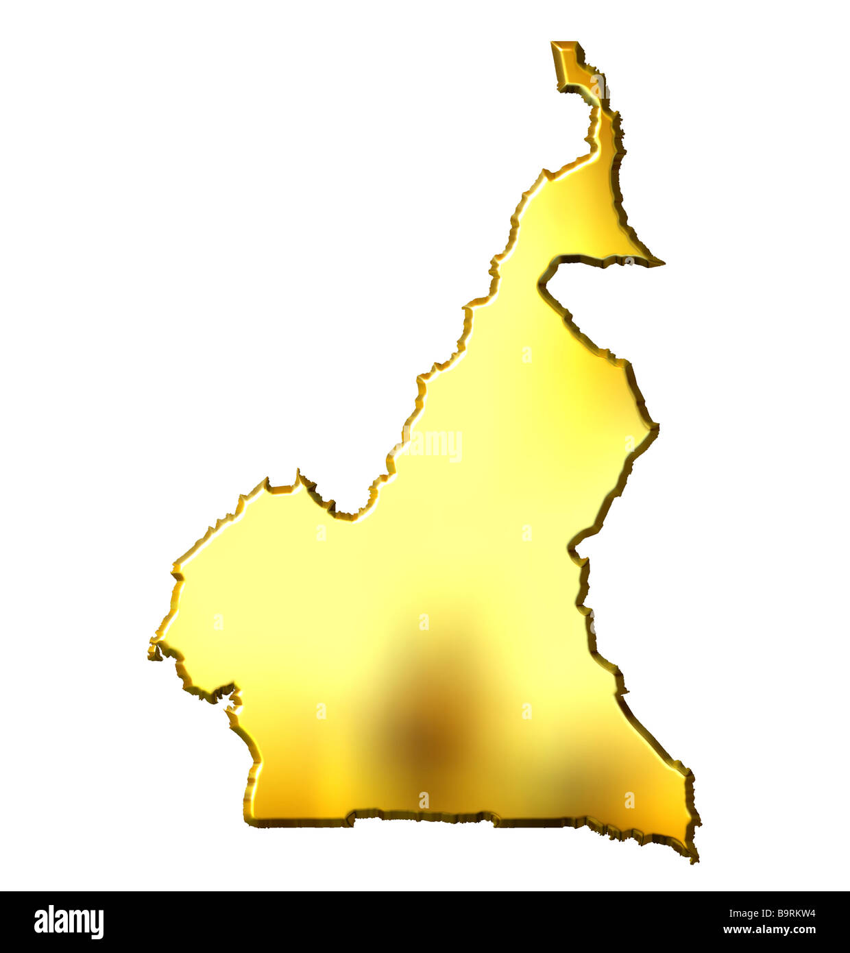 Cameroun carte d'or 3d en blanc isolé Banque D'Images