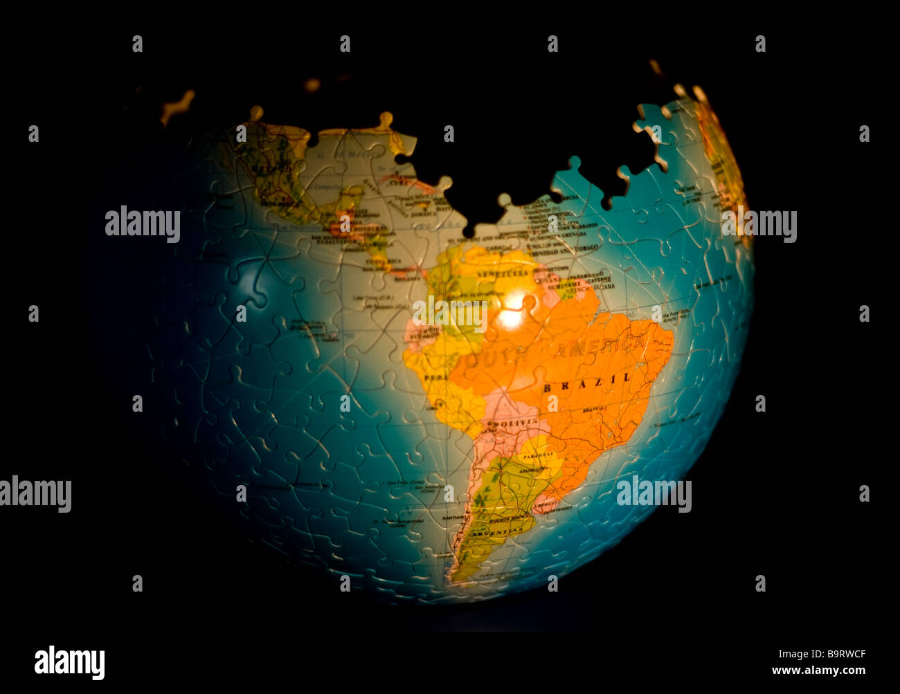 L'Amérique du Sud est indiqué sur un globe Banque D'Images