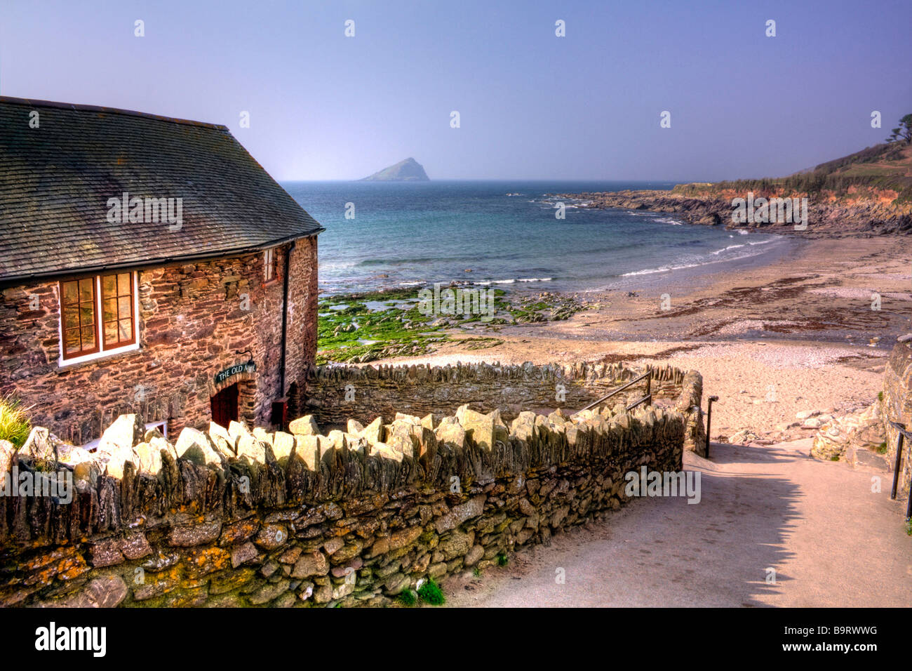 Vieux chalet de Wembury Bay. Banque D'Images