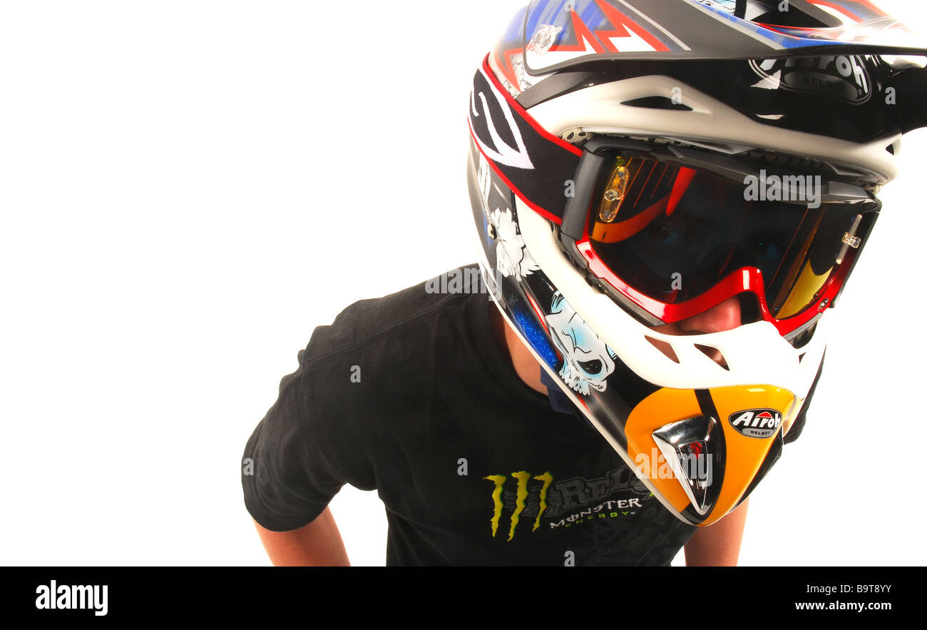 Style et accessoires d'un pilote de motocross Banque D'Images
