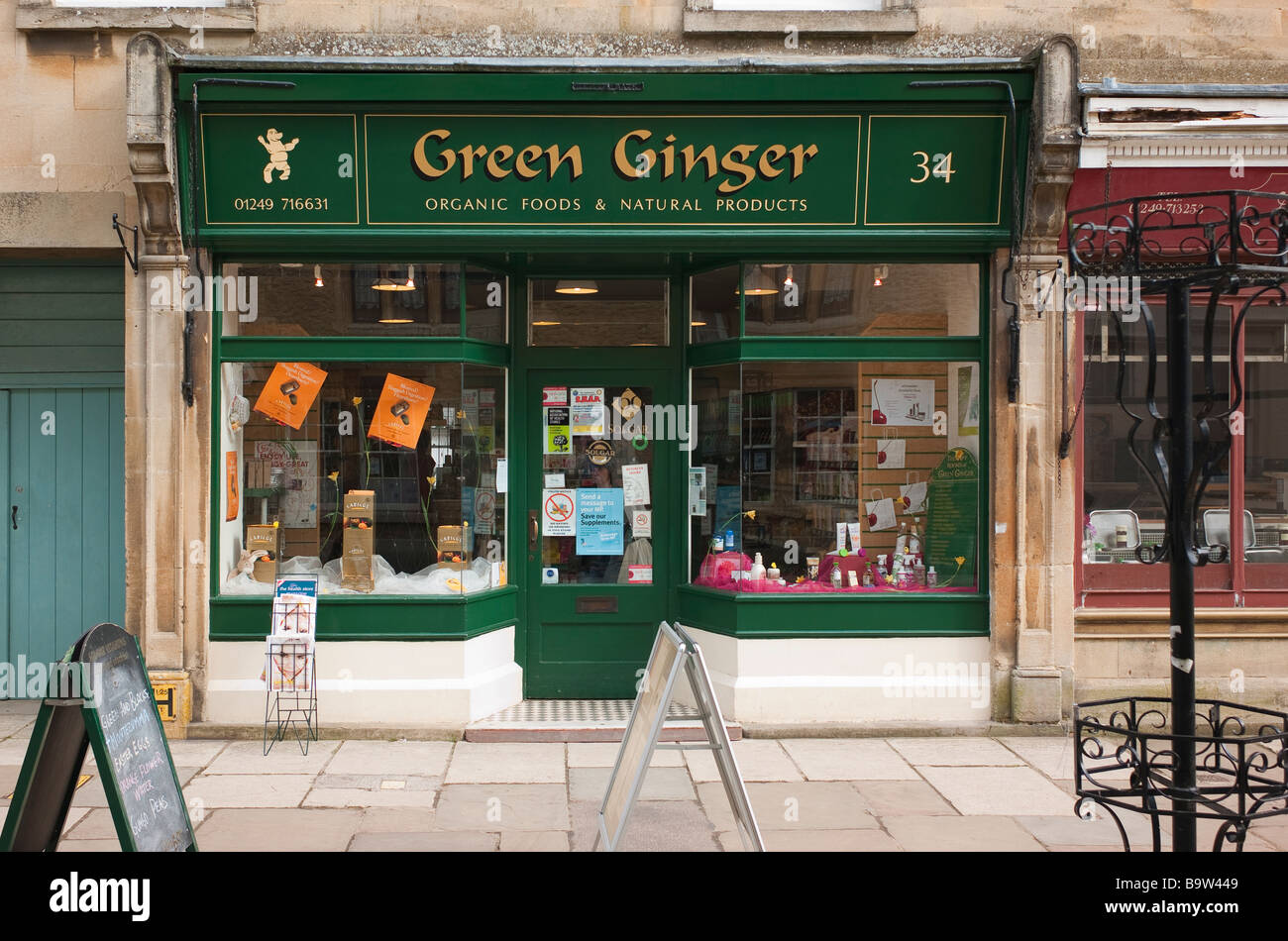 'Green' Gingembre organic food shop dans Wiltshire Corsham Banque D'Images