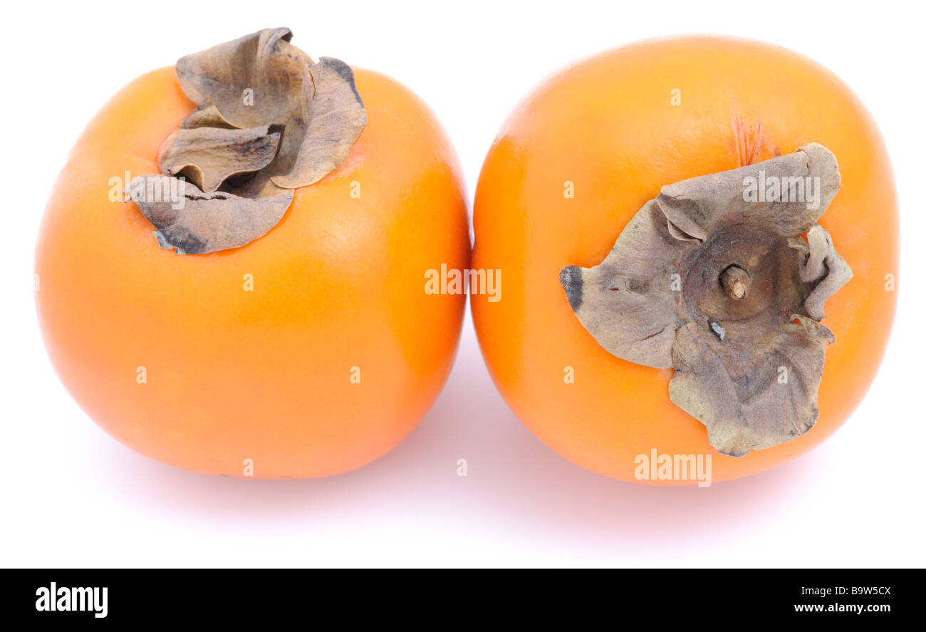 Fruits kaki isolé sur fond blanc Banque D'Images