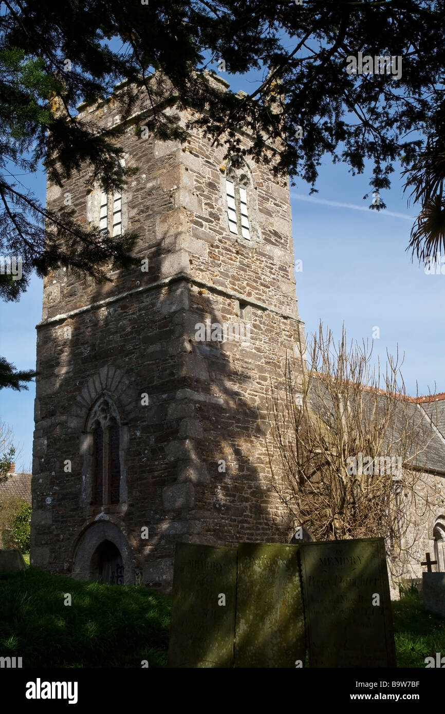 Église Manaccan, Cornwall, UK. Banque D'Images