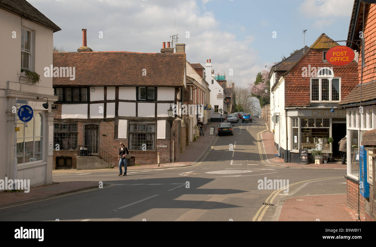 Ditchling village traverser des routes dans la région de Sussex, Angleterre Banque D'Images