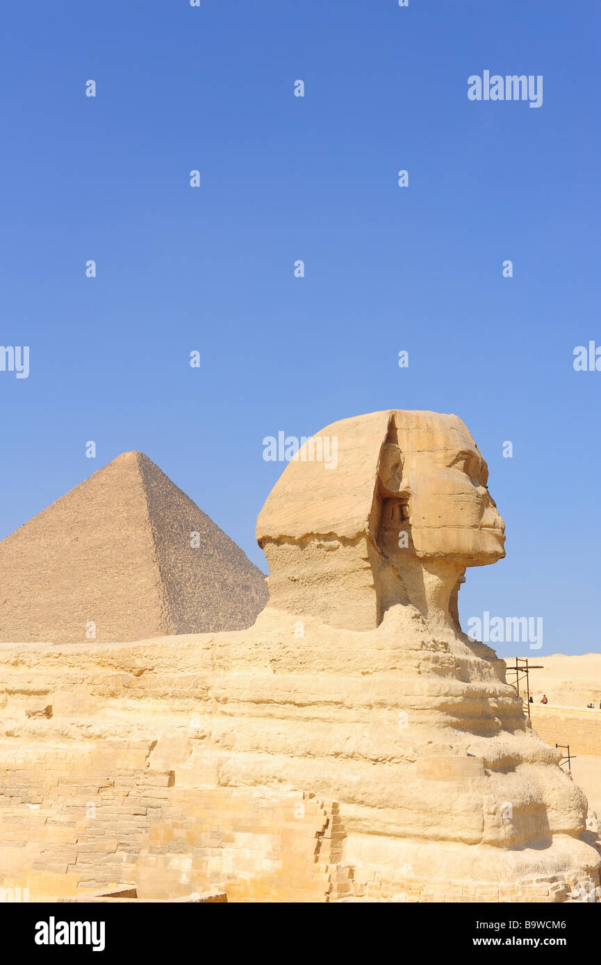 L'Egypte Les grandes pyramides de Gizeh et le Sphinx Banque D'Images