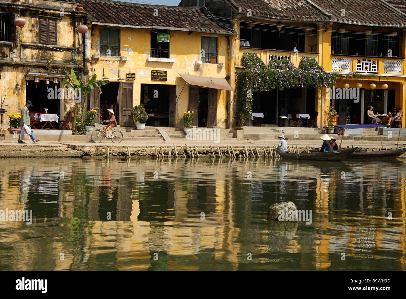 Vieille ville et promenade de la rivière Thu Bon à Hoi An Vietnam Banque D'Images