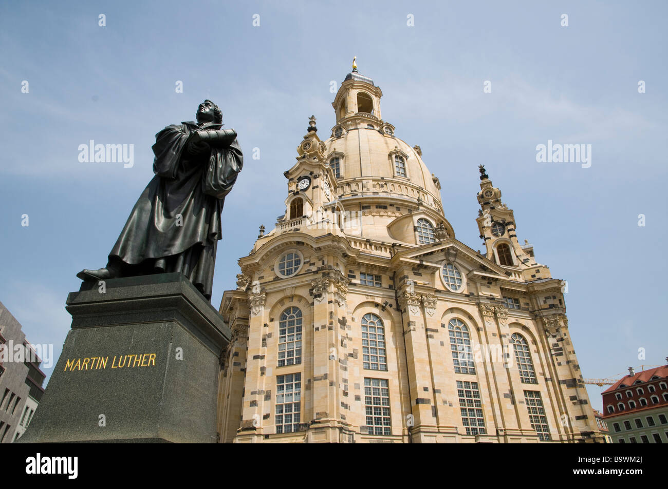 Dresde Allemagne Newmarket Martin Luther memorial en face de l'église de Notre Dame Banque D'Images