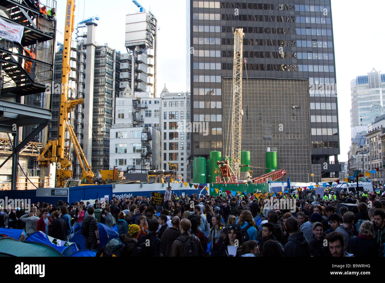 Manifestations au sommet du G20 de Londres UK Ville Bishopsgate Banque D'Images