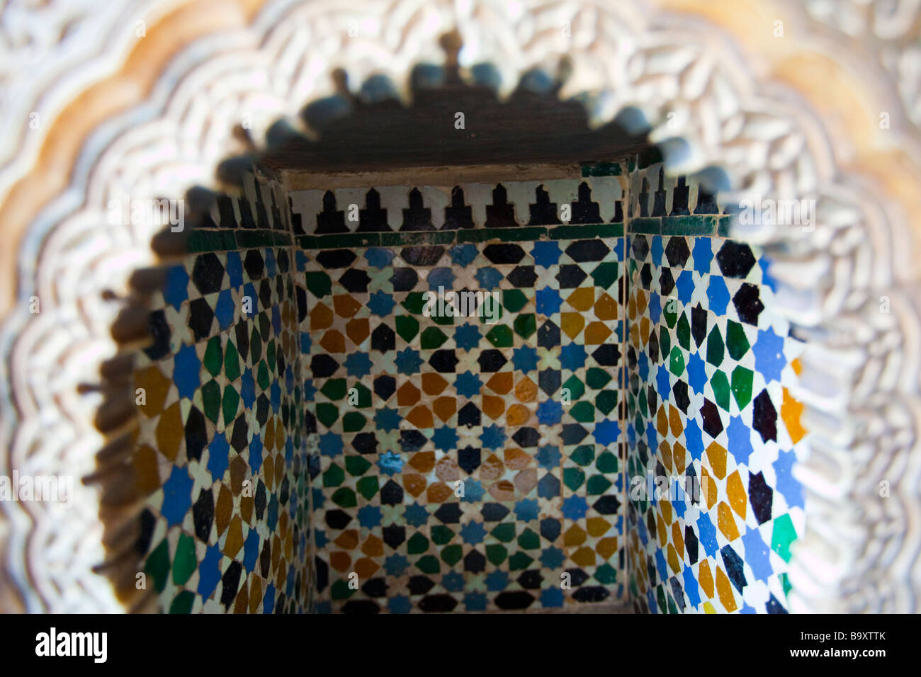 Dans la niche dans le Palais de Comares nasride de l'Alhambra à Grenade Espagne Banque D'Images
