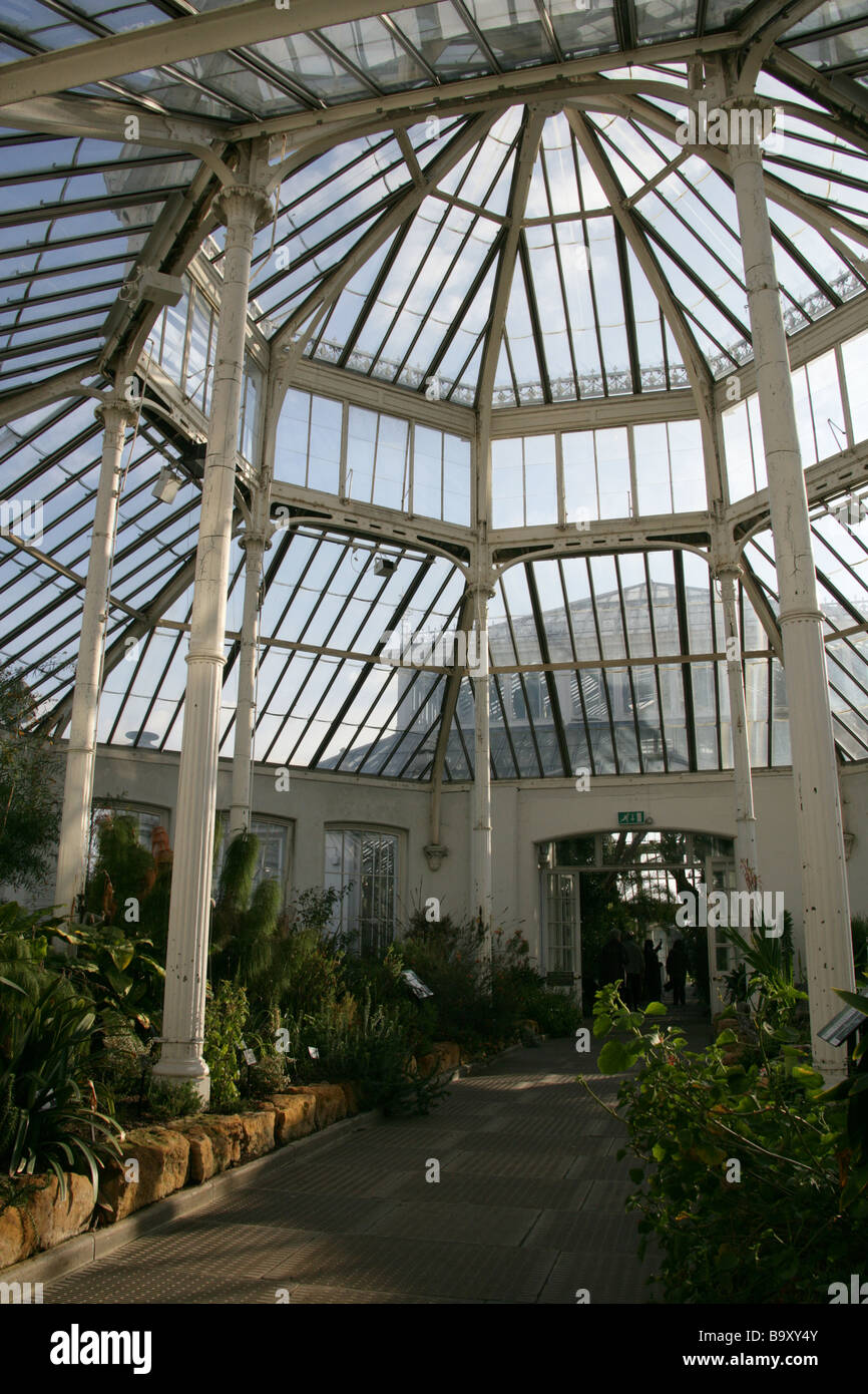 Dans les zones tempérées à effet octogonal House, Royal Botanical Gardens, Kew, à l'ouest de Londres, Royaume-Uni. L'Architecte Decimus Burton Banque D'Images