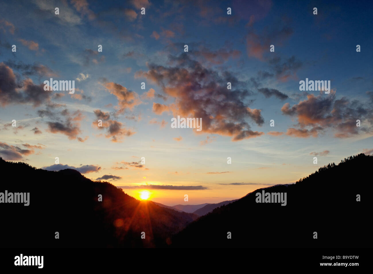 Coucher du soleil de Morton s oublier dans le Great Smoky Mountains National Park Utah Banque D'Images
