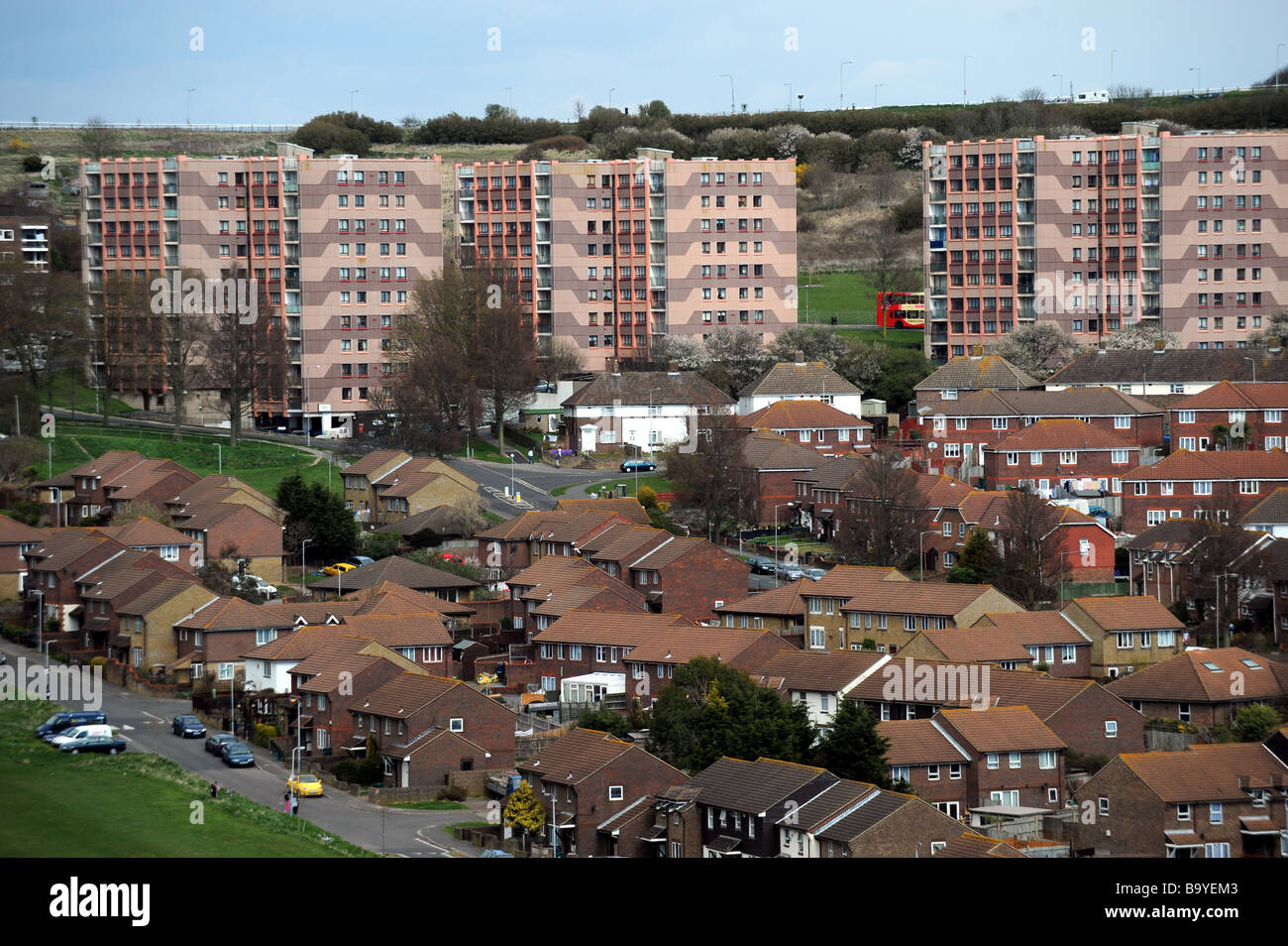 Les appartements de Swanborough sur le domaine Whitehawk à Brighton Sussex au Royaume-Uni - en 2025, ils ont été jugés dangereux et pourraient devoir être démolis Banque D'Images