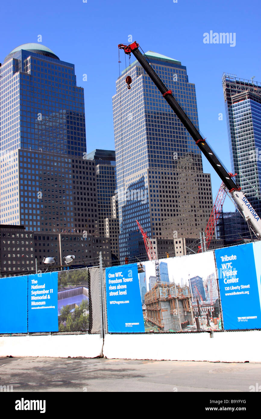 La construction de la nouvelle tour de la liberté World Trade Center ground zero à Manhattan New York USA Banque D'Images