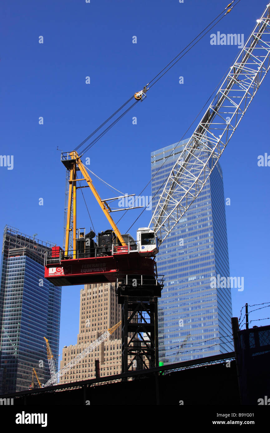 Construction du nouveau World Trade Center Freedom Tower au ground zero, Manhattan, New York City, USA Banque D'Images