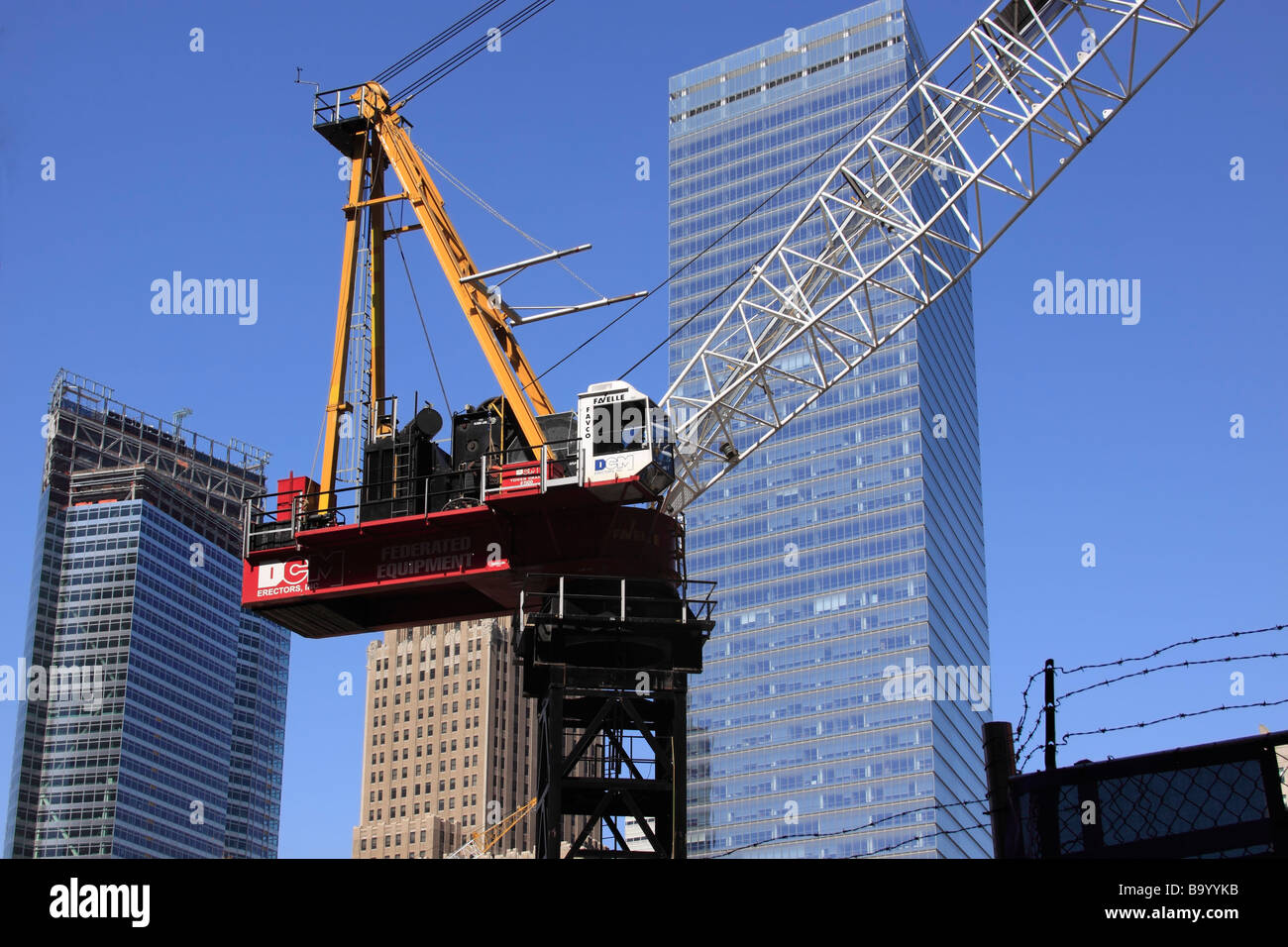 Construction d'une nouvelle liberté tour à ground zero, le site du World Trade Center, Manhattan, New York City, USA Banque D'Images