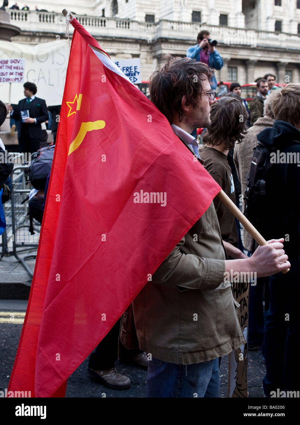 Les manifestants lors du G20 de démonstration dans la ville de Londres. Photo par Gordon 1928 Banque D'Images