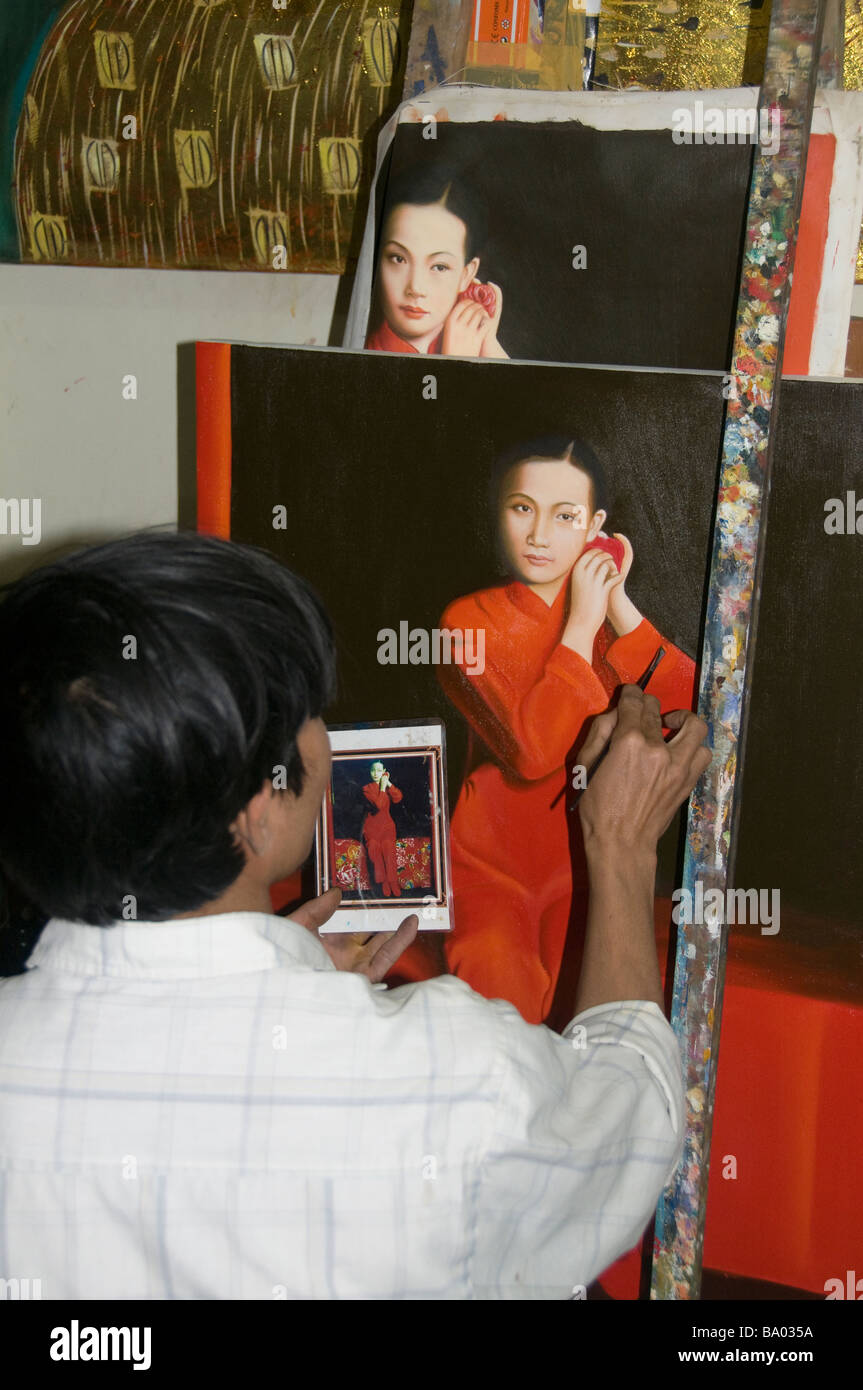 La peinture de l'artiste une photo à Hanoi Vietnam Banque D'Images