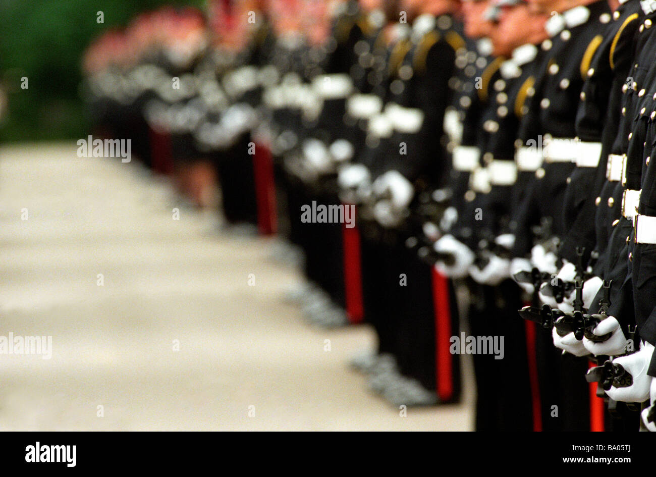 Les élèves-officiers en passant de parade à l'Académie Militaire de Sandhurst, UK Banque D'Images