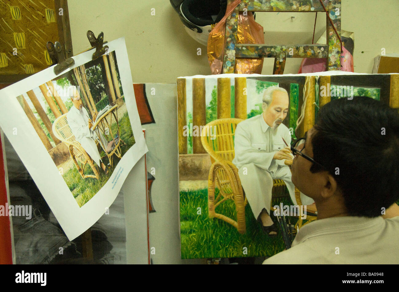 La peinture de l'artiste une photo à Hanoi Vietnam Banque D'Images