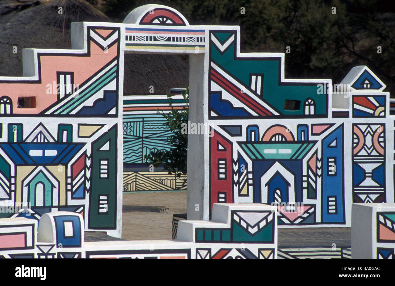 Kgodwana village ndebele d'Afrique du Sud Banque D'Images