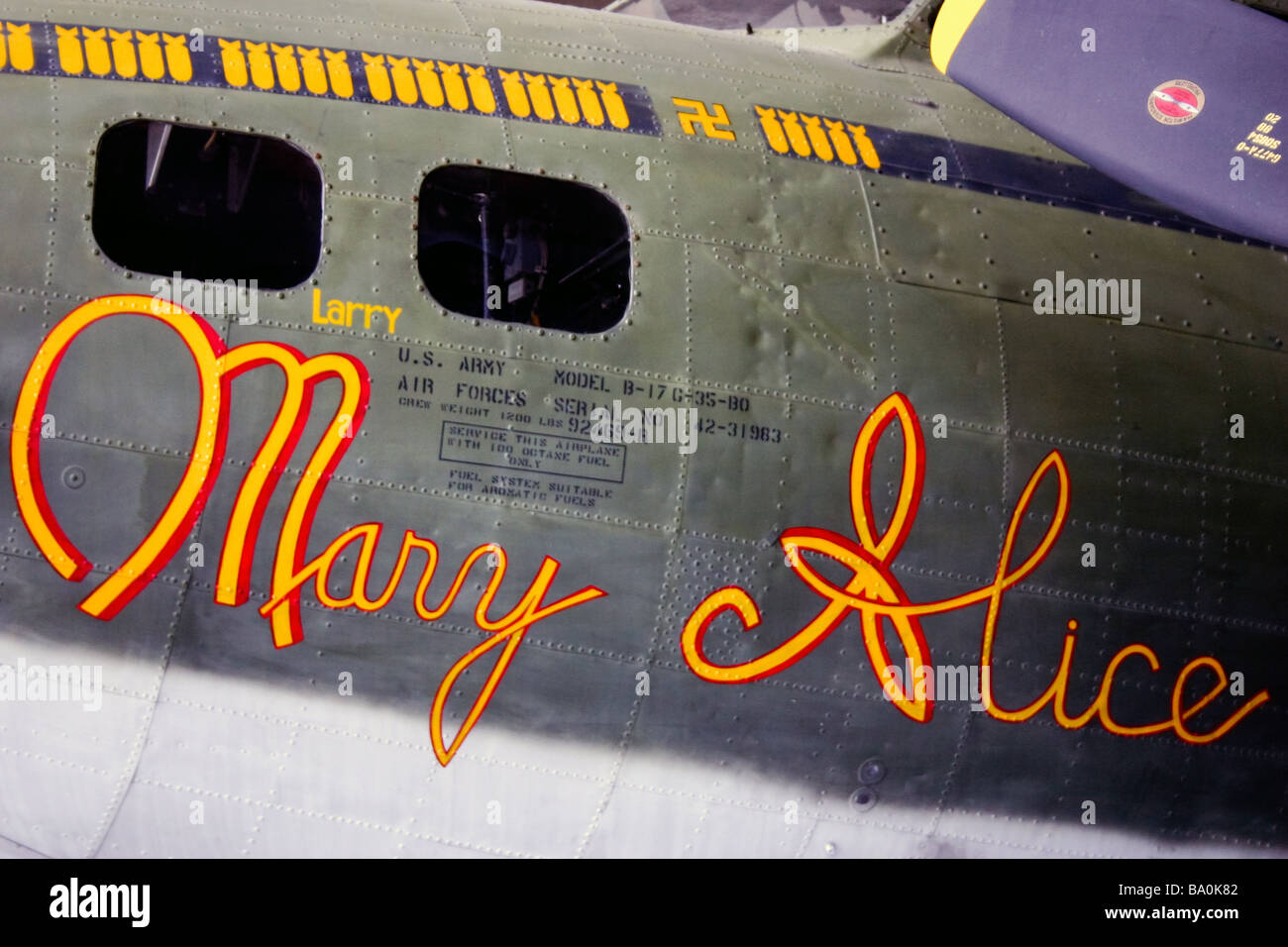 Close-up of Mary Alice bombardier américain à l'Imperial War Museum Duxford Banque D'Images
