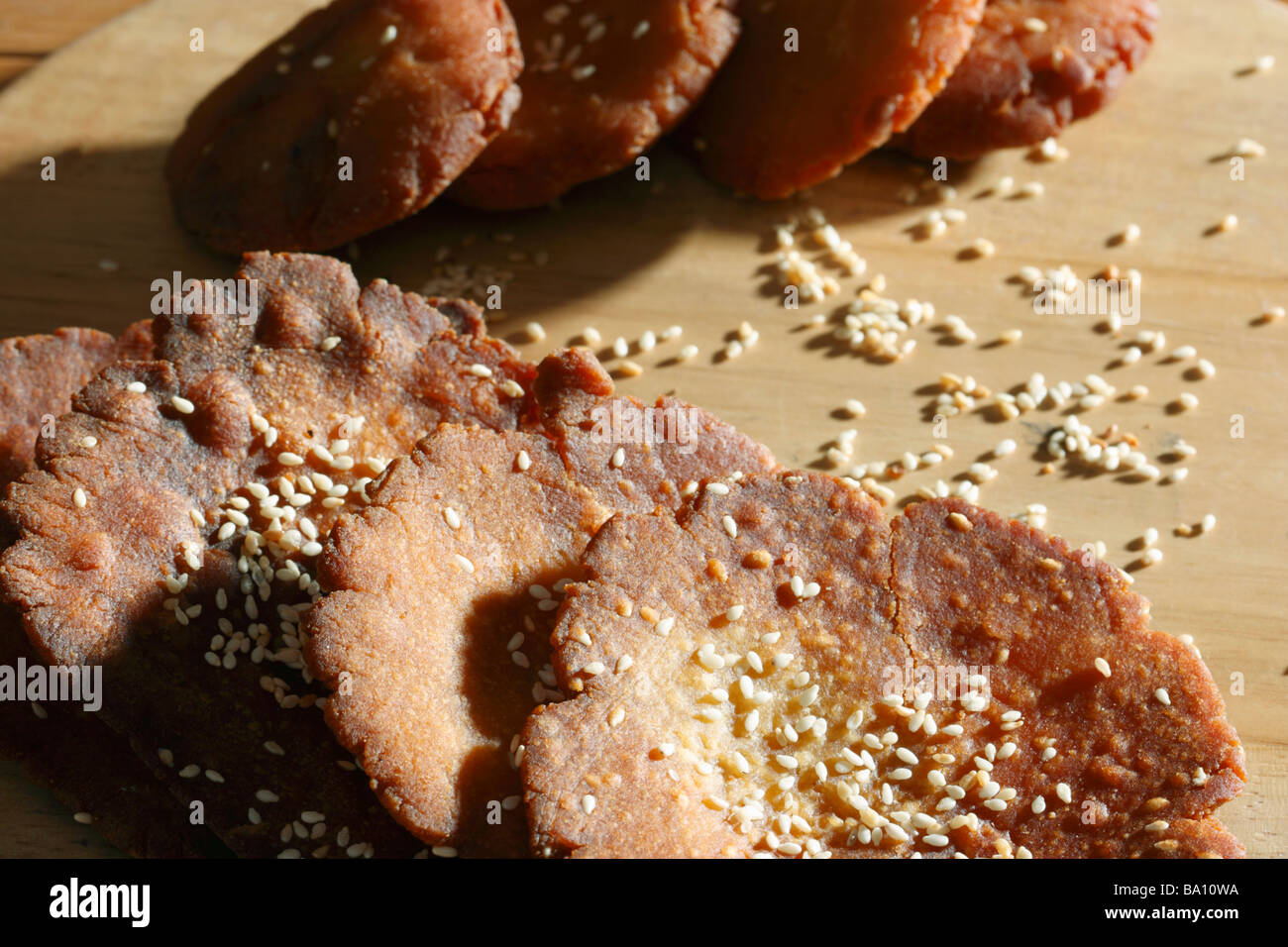 Ariselu est un plat sucré indien du sud de l'Andhra qui est préparée à partir de farine de riz et de jagré sur sankranti festival Banque D'Images