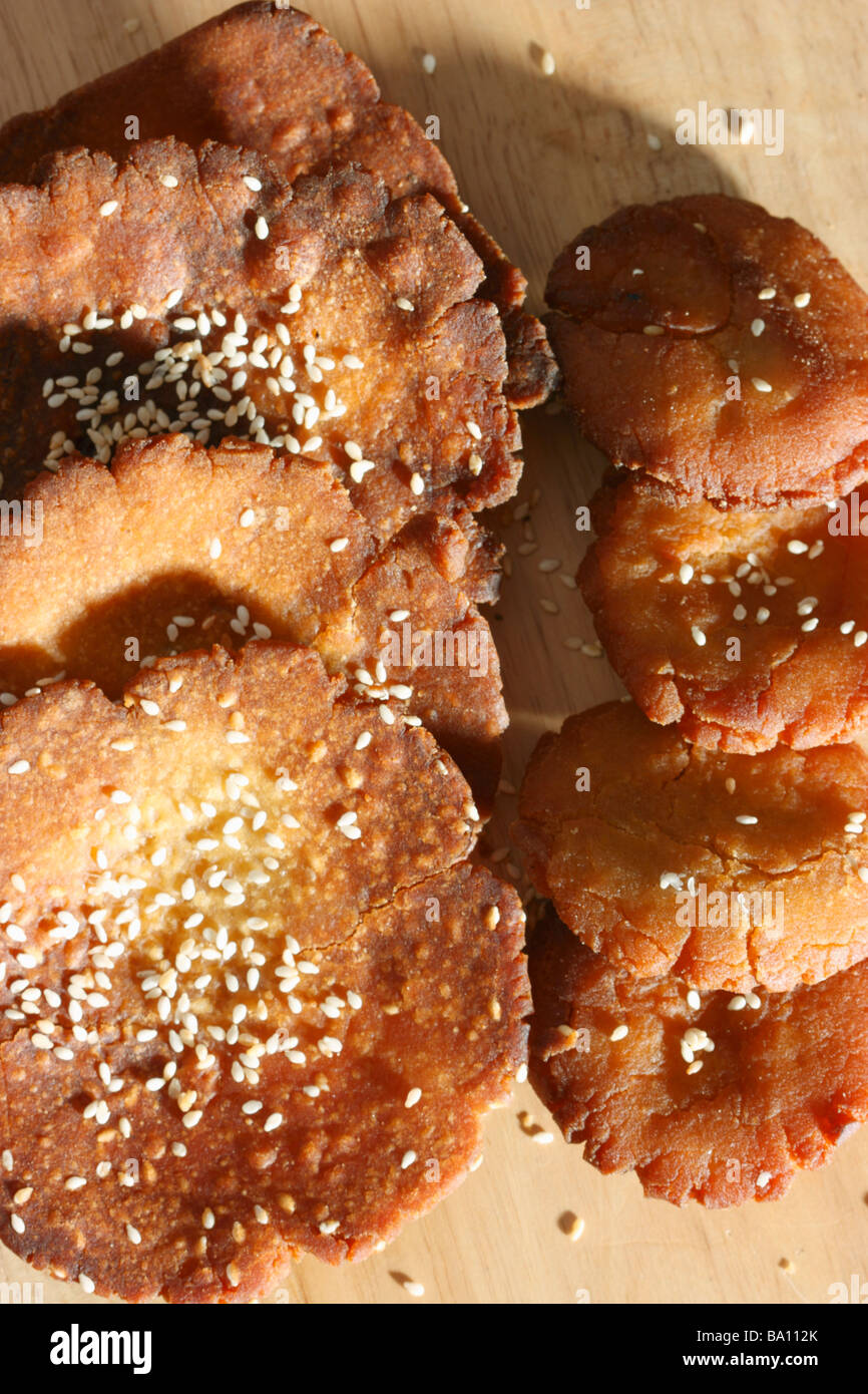 Ariselu est un plat sucré indien du sud de l'Andhra qui est préparée à partir de farine de riz et de jagré sur sankranti festival Banque D'Images