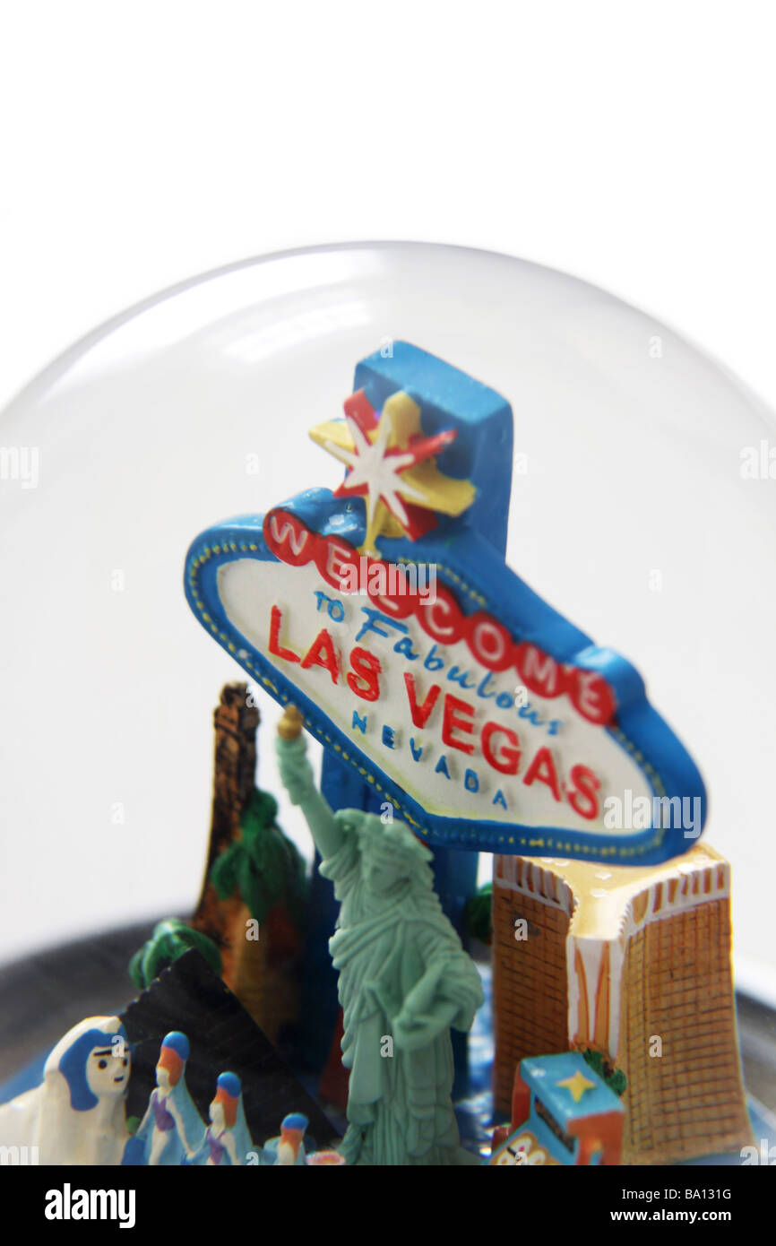 Las Vegas un globe de neige sur fond blanc Banque D'Images