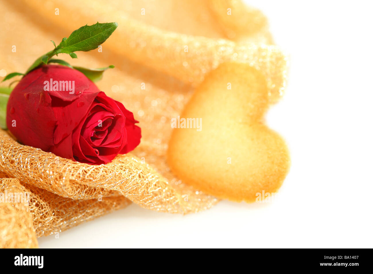 Rose rouge avec coeur Banque D'Images