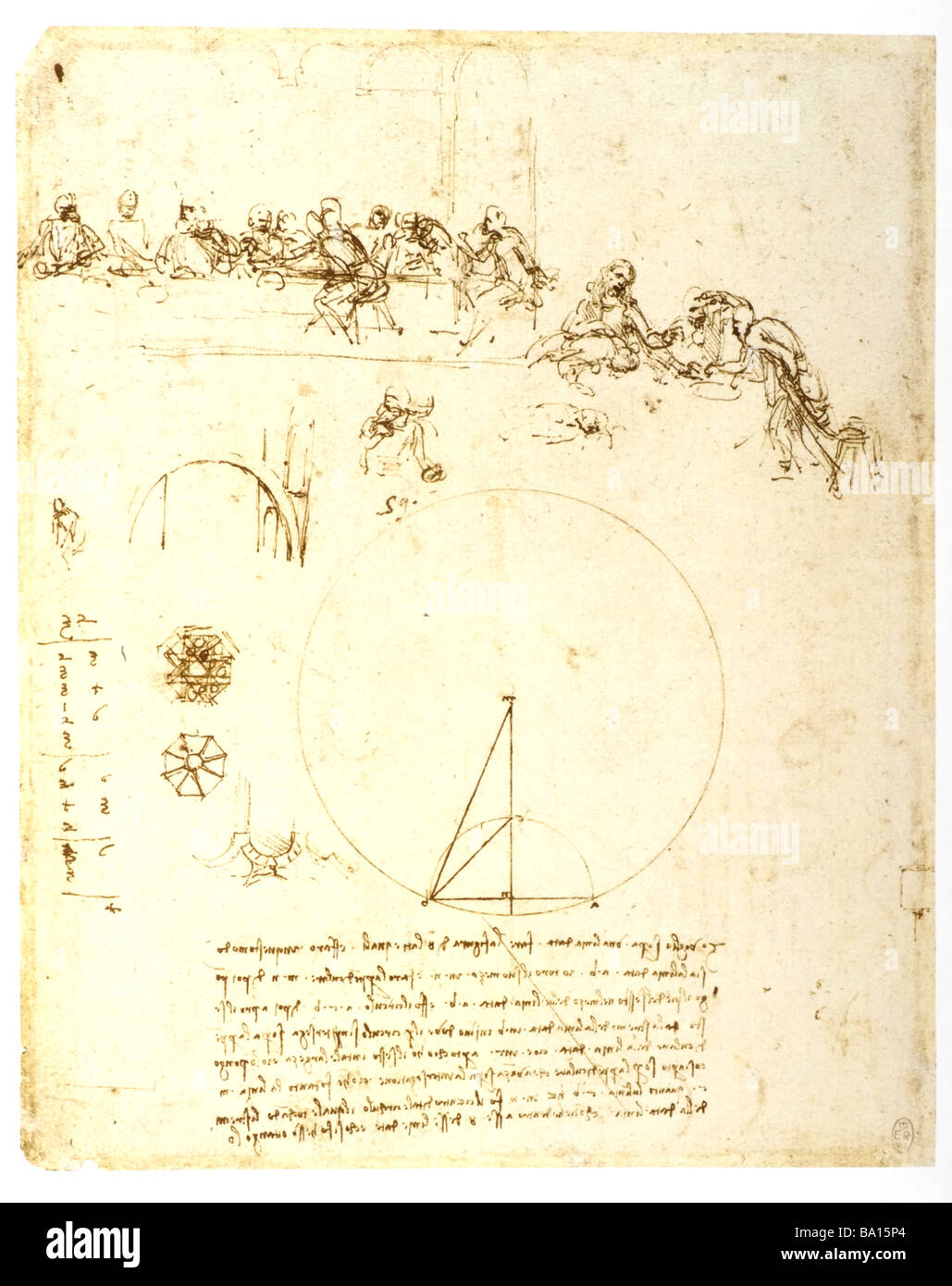 Croquis préliminaire pour la Cène de Léonard de Vinci 1495 plume et encre Banque D'Images