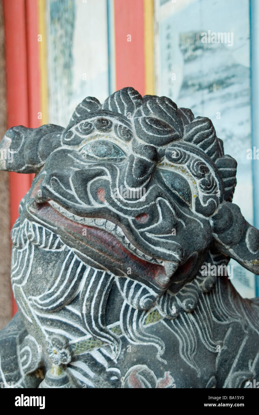 STATUE DEVANT Khoo Kongsi, GEORGETOWN PENANG MALAISIE Banque D'Images