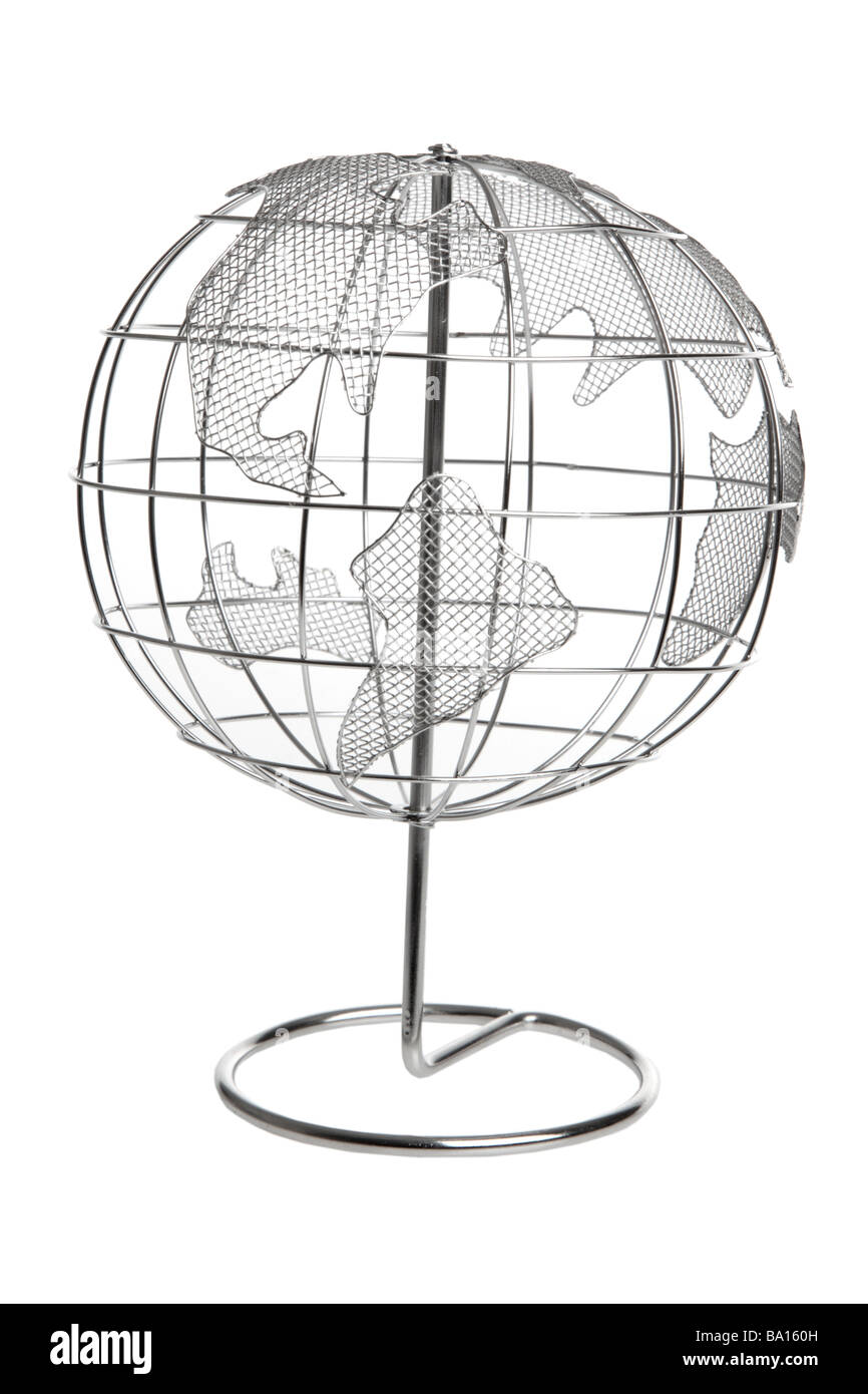 Globe métallique isolé sur fond blanc Banque D'Images