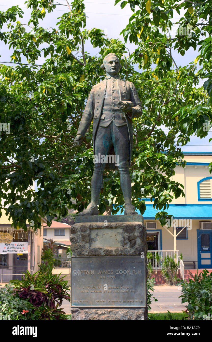 Le capitaine Cook HI Kauai Waimea statue Banque D'Images