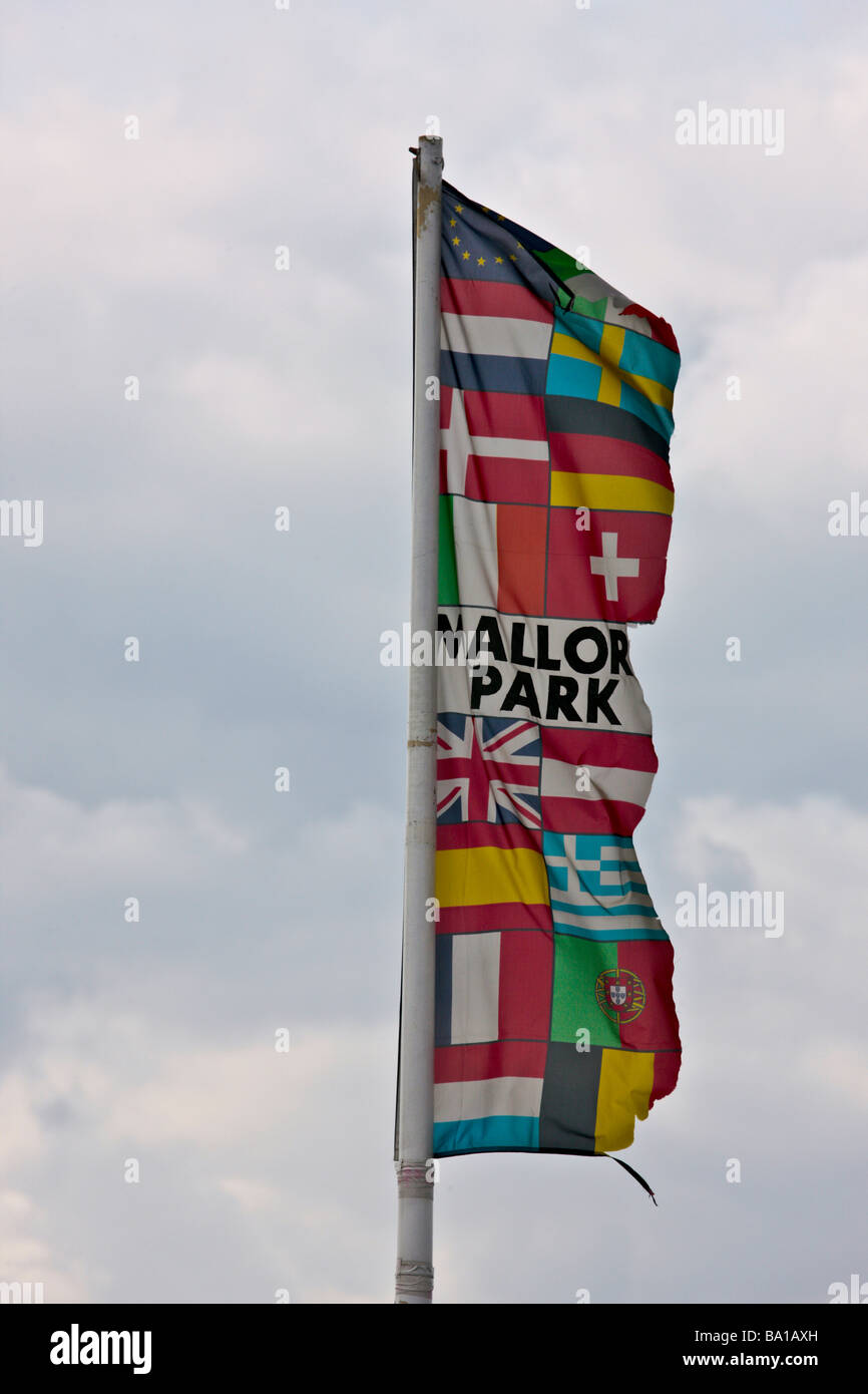 Mallory Park motor racing circuit flag Banque D'Images