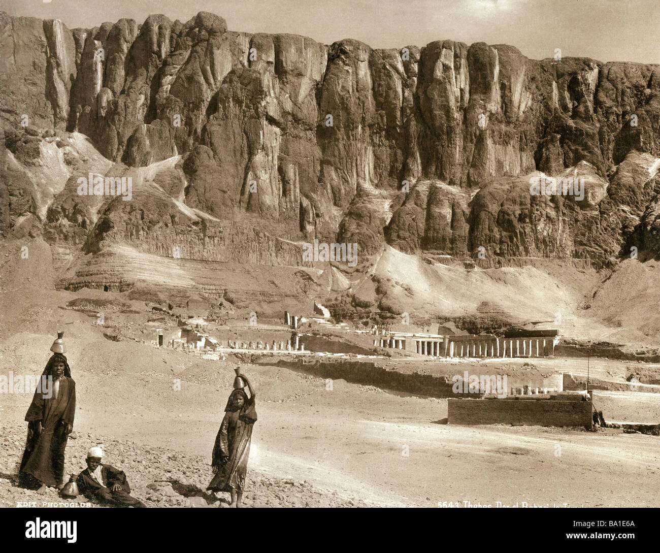 Géographie / voyage, Egypte, Thebes West Bank, Der el-Bahari, temple mortuaire de la Reine Hatshepsut (vers 1490 - 1468 VCHR., 18ème dynastie), Edition Photoglob, vers 1890, Banque D'Images