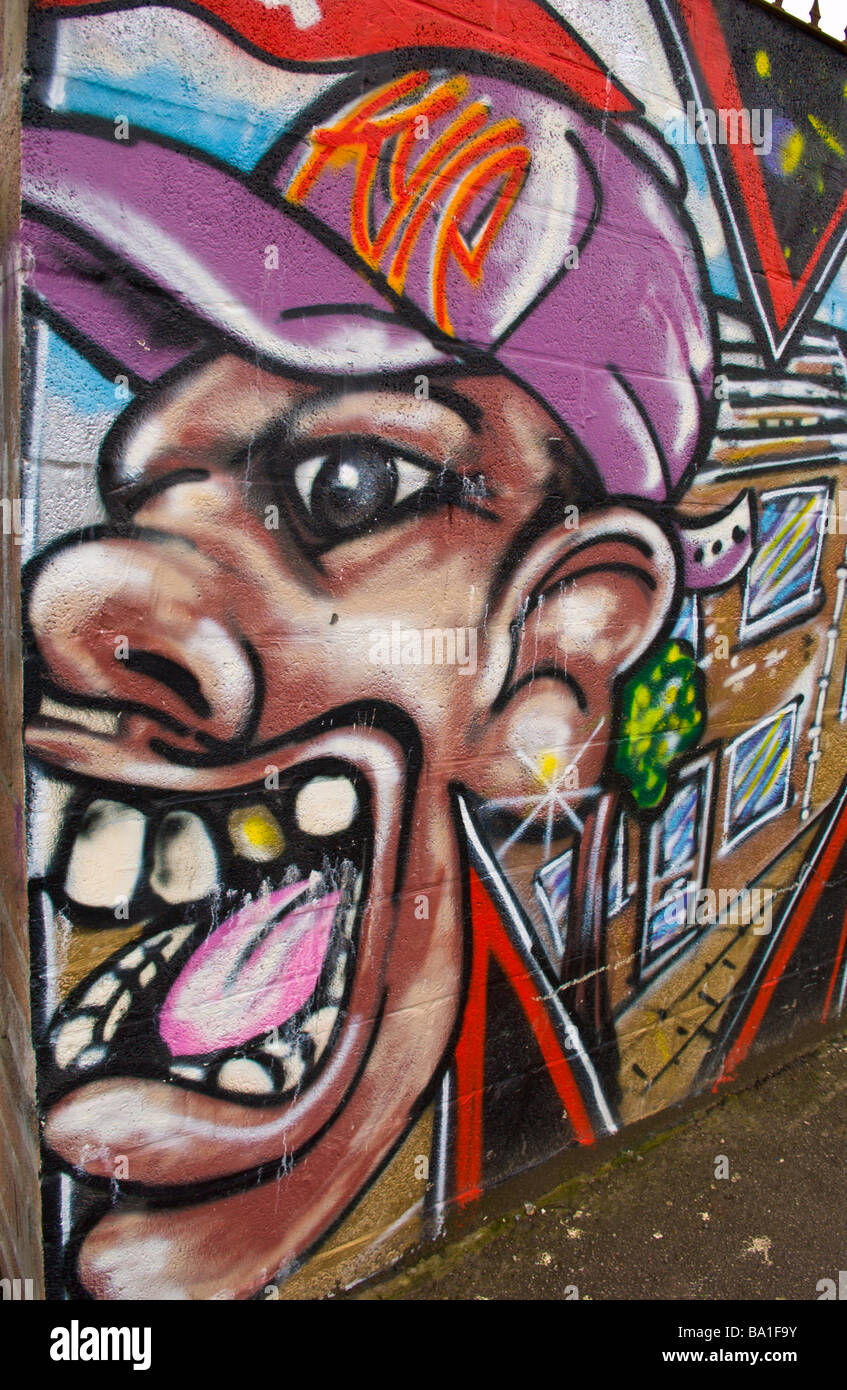 Art urbain Graffiti à Newport South Wales UK Banque D'Images