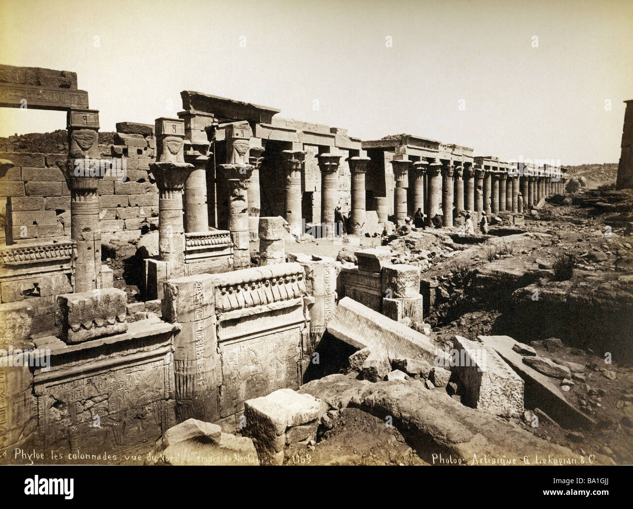 Géographie / voyages, Egypte, Philae, temple d'Isis, vue du nord, photographie de Gabriel Lekegian and Co., vers 1890, Banque D'Images