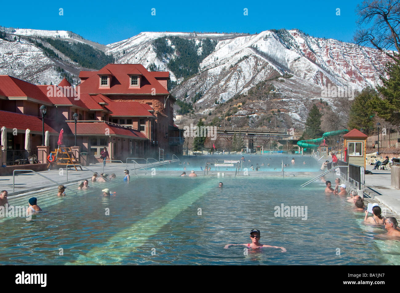 Piscine thérapeutique, Glenwood Hot Springs, Glenwood Springs, Colorado. Banque D'Images