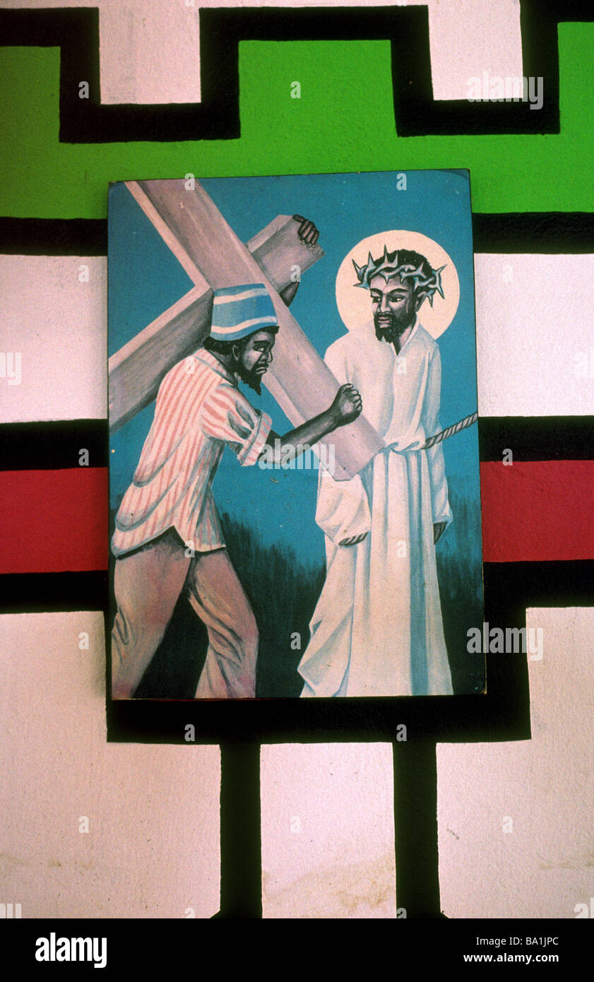 L'église chrétienne à emthombothimi kwndebele murale village afrique du sud Banque D'Images