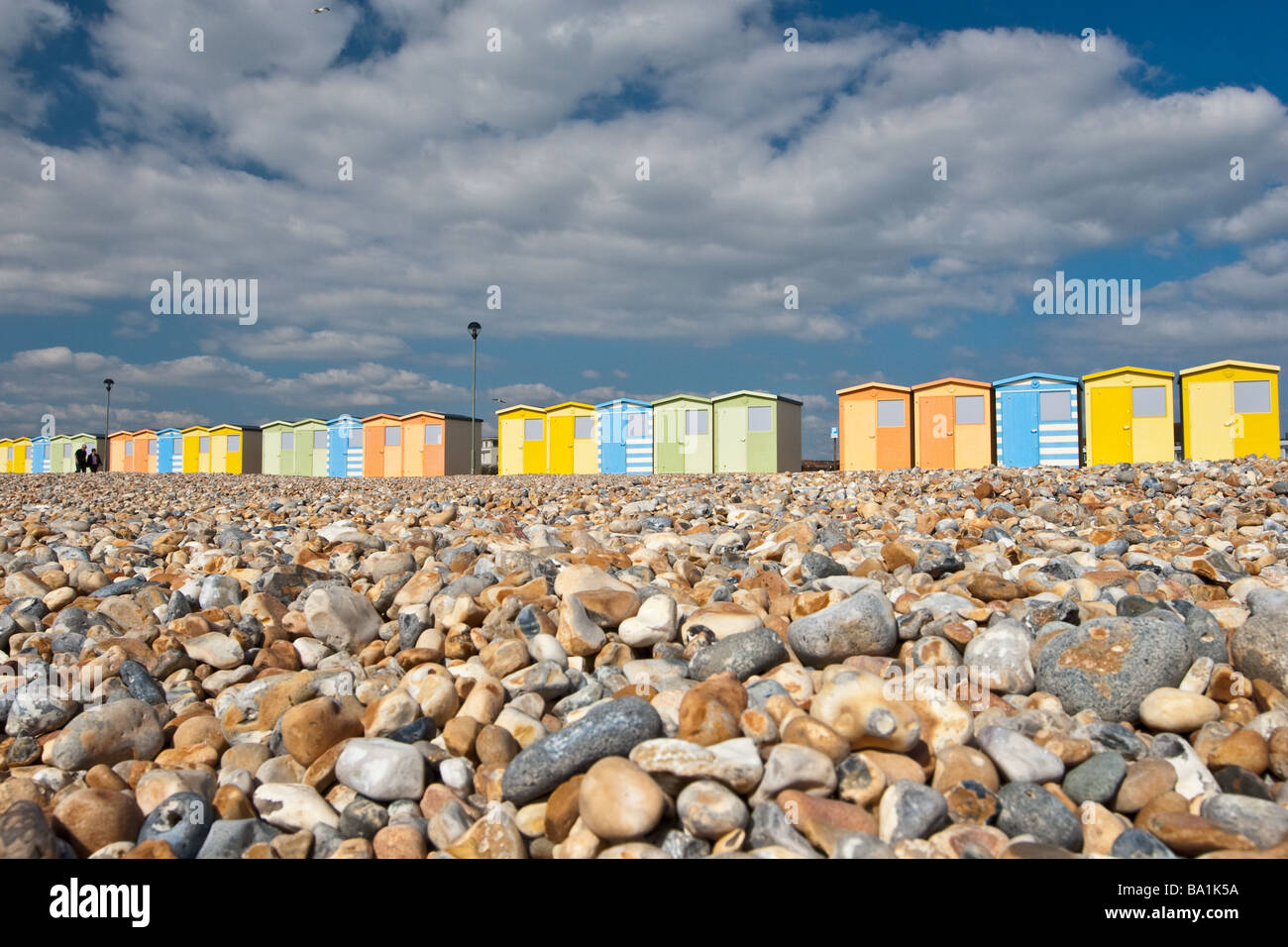Cabines de plage de Seaford Seaford sur front de mer dans l'East Sussex, England UK Banque D'Images
