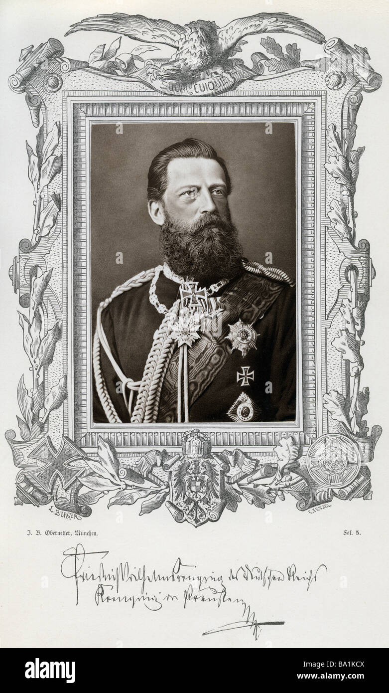 Frederick III, 18.10.1831 - 15.6.1888, l'empereur allemand 9.3.1888 - 15.6.1888, portrait, Johann Baptist Obernetter, Munich, 1879, Banque D'Images